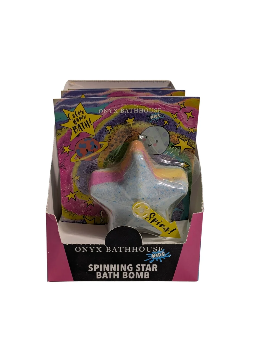 Onyx Bathhouse Kids Spinning Star Bath Bomb Blue Cotton Candy 2.5 oz 4 Pack